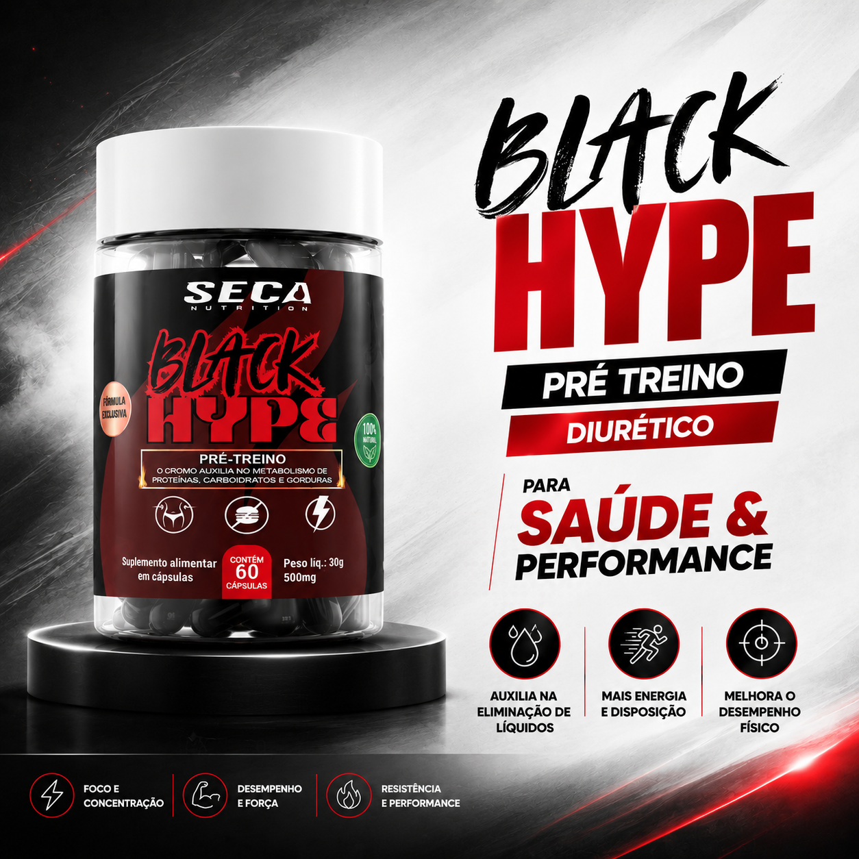 PRÉ-TREINO BLACK⚡️HYPE (Performance & Diurético)