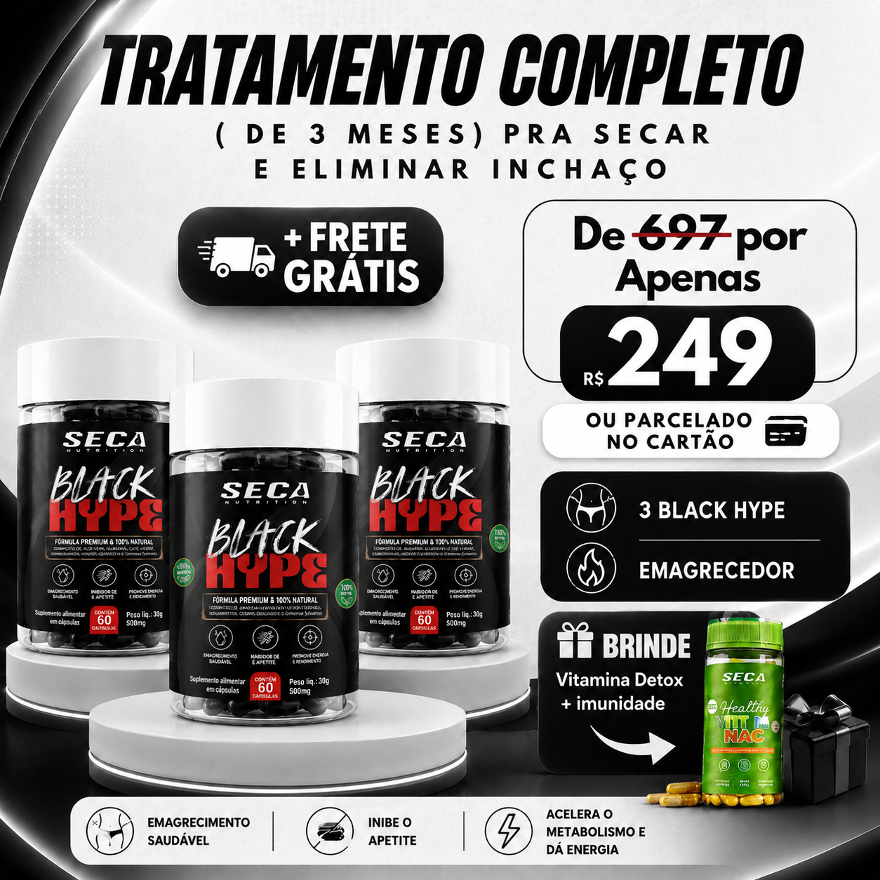 PRÉ-TREINO BLACK⚡️HYPE (Performance & Diurético)