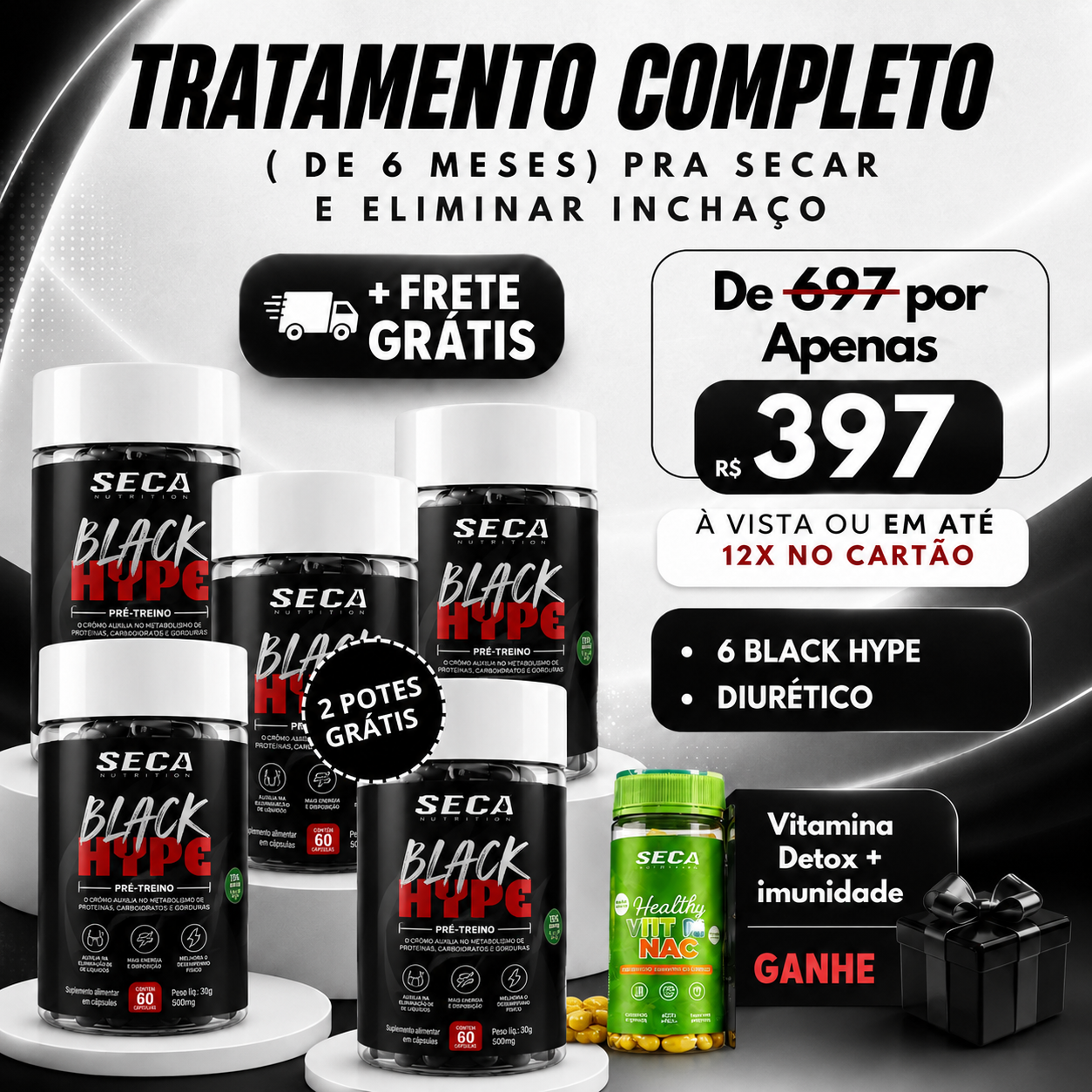 PRÉ-TREINO BLACK⚡️HYPE (Performance & Diurético)